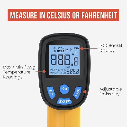 Chef Pomodoro Digital Oven Thermometer, Infrared Thermometer - Image 3