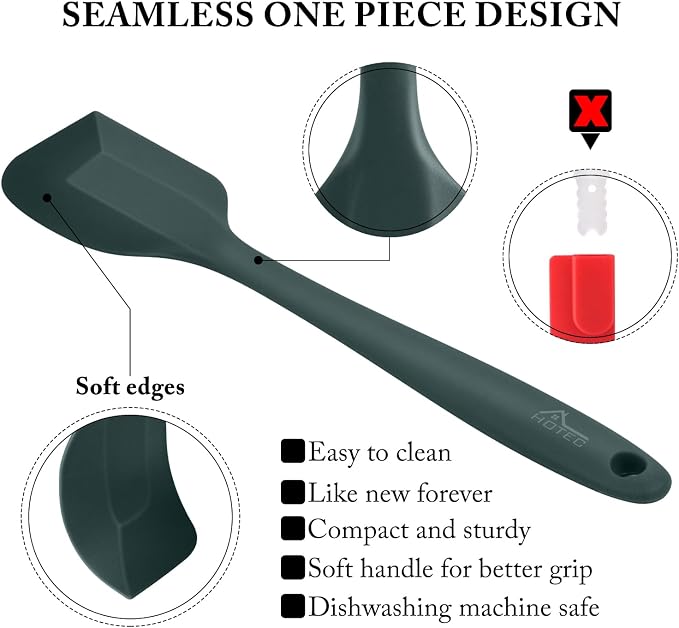 HOTEC Heat Resistant 600℉ BPA-Free Silicone Rubber Spatula Set - Image 6
