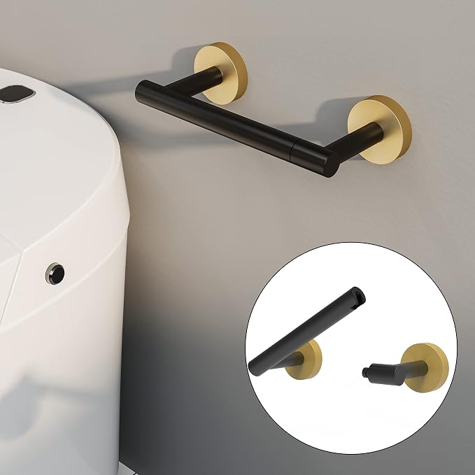 RARXTR Black and Gold Toilet Paper Holder SUS304 Stainless Steel Double Post - Image 2