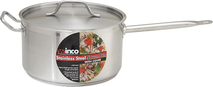 Winco Heavy-Duty Stainless Steel Sauce Pan - Image 2
