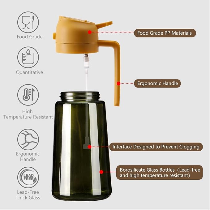SWEET VIEW Olive Oil Dispenser and Oil Sprayer – 16oz/470ml Glass Light-Proof - Image 5