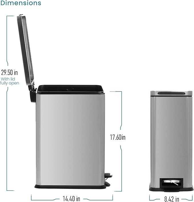 Home Zone Living 4 Gallon Slim Kitchen Trash Can - Image 8