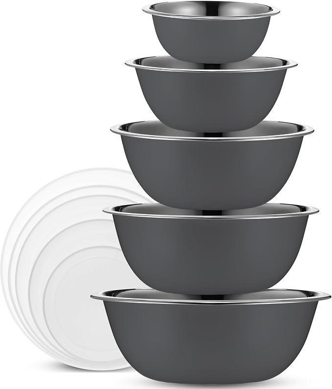 WHYSKO Stainless Steel Mixing Bowl Set, 10 Piece Stainless Steel Mixing Bowls by WHYSKO