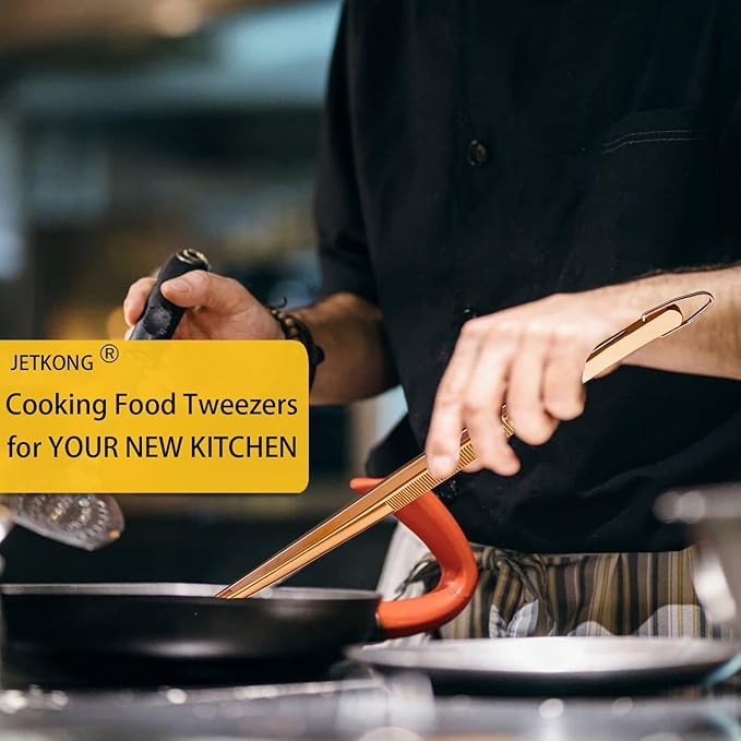 JETKONG 2 Pcs 12-Inch Kitchen Tweezers Cooking Tweezer Tongs Stainless Steel - Image 3