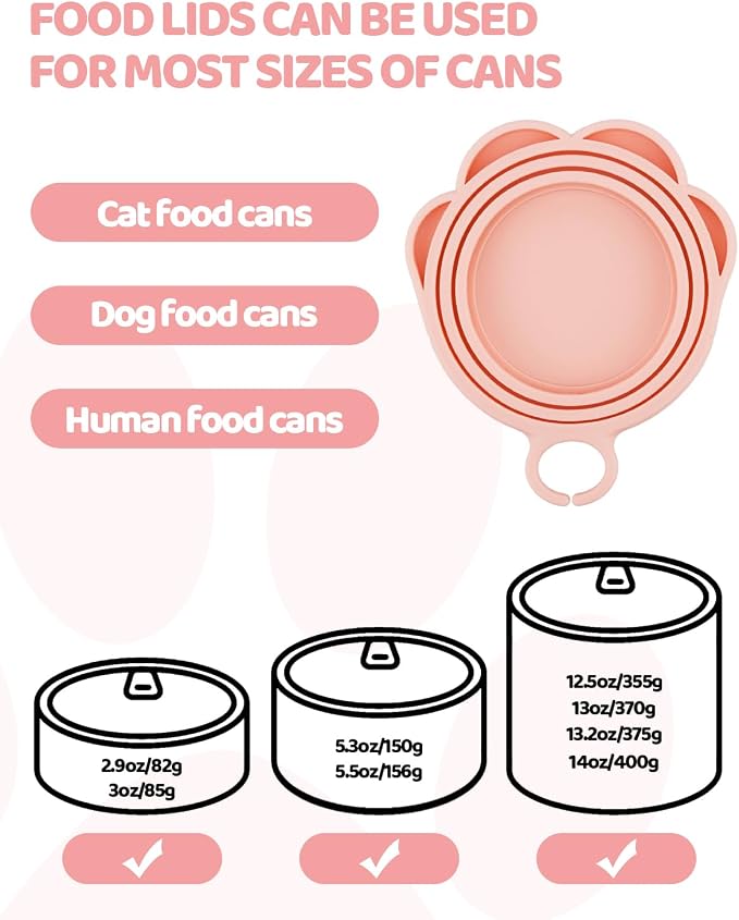 5 PCS Cat Food Can Covers Lids Set, Silicone Pet Food Can Lids - Image 3