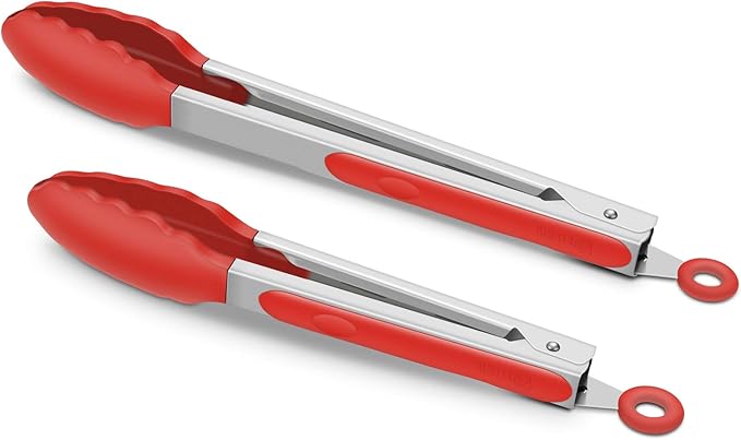 2 Pack Silicone Kitchen Tongs – 9" & 12" Set, Heat Resistant up to 500°F by ALLWIN-HOUSEWARE