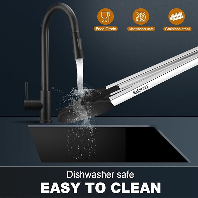 Kitchen Tongs with Silicone Tips, Heat Resistant 600 Degrees All Metal handle - Image 6