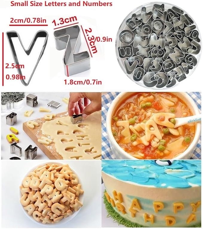 Mini Alphabet Number Cookie Cutters Sets of 37 Pieces Letter Mold Tools - Image 2