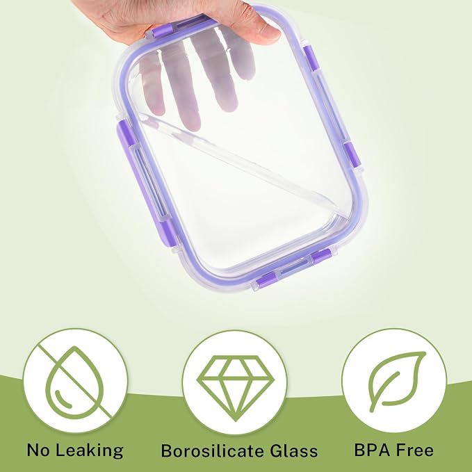 HOMBERKING 8 Pack Glass Food Storage Containers - Image 5