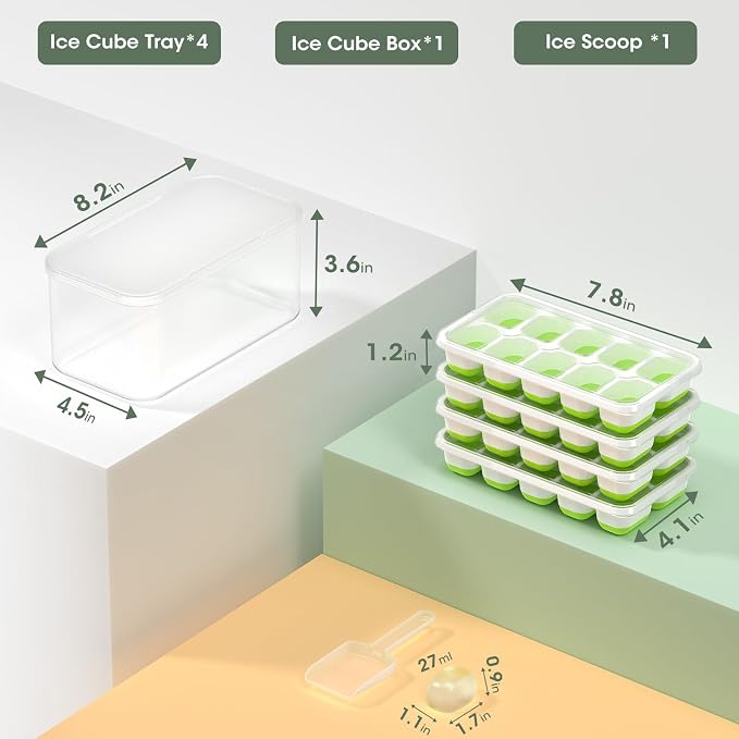 DOQAUS Ice Cube Tray with Lid and Bin - Image 6