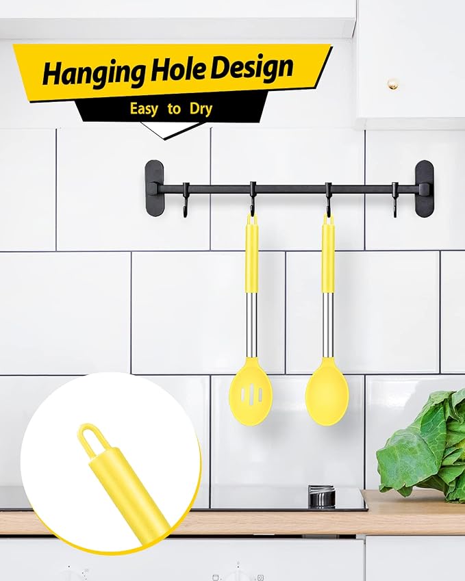 Pack of 2 Large Silicone Cooking Spoons, Non Stick Solid Basting Spoon - Image 4