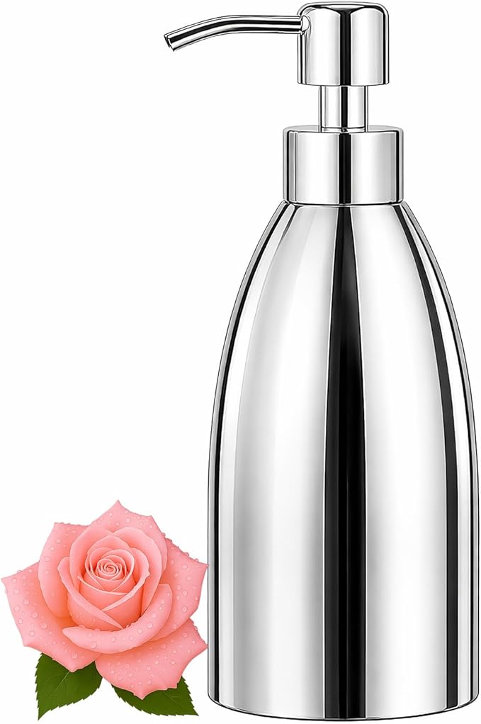 304 Stainless Steel Soap Dispenser 16oz Rust-Proof Liquid Soap Pump Bottle by Emarful