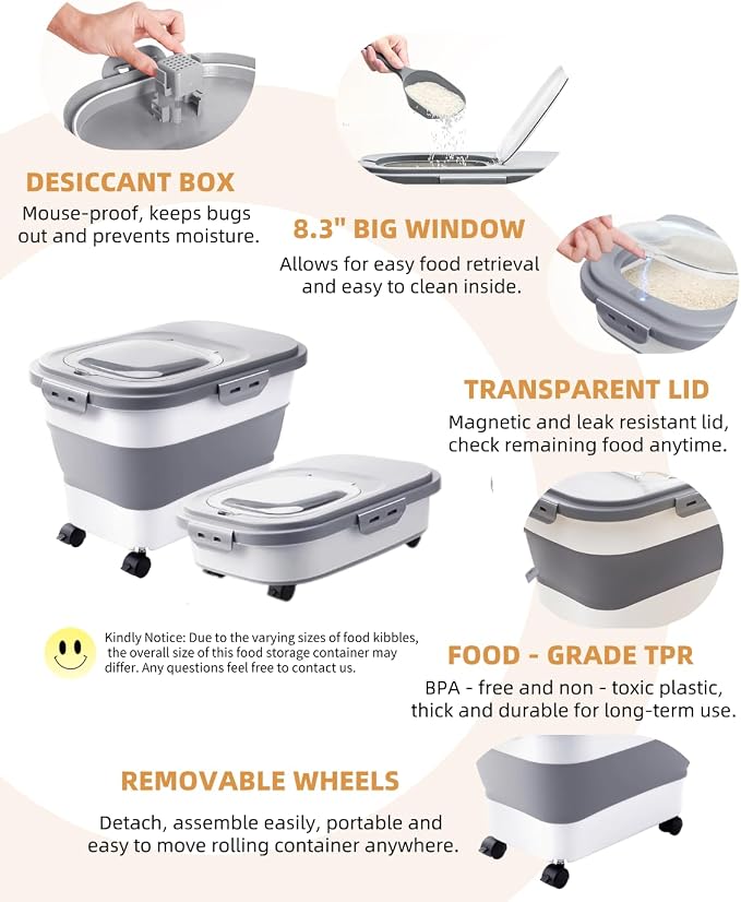 20-30 Lbs Rice Storage Container, Collapsible Food Storage Containers - Image 8