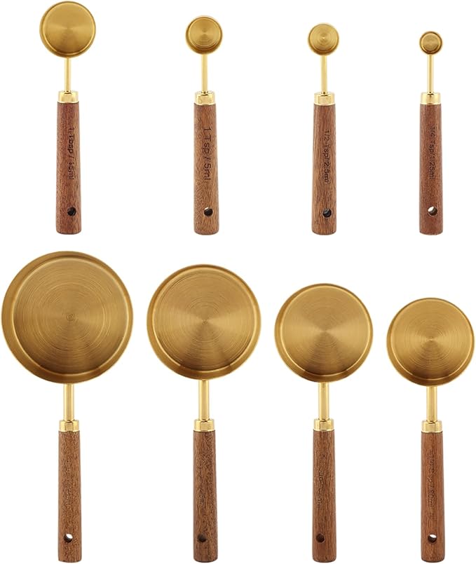 8Pcs Gold Measuring Cups and Spoons Set - Image 2