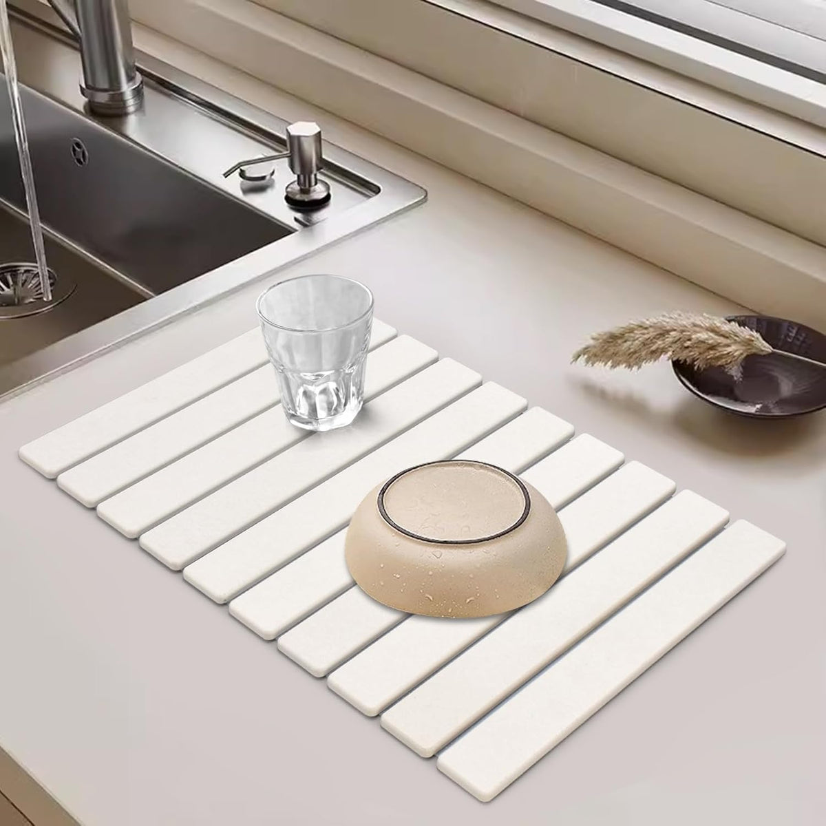 Large Stone Dish Drying Mat for Kitchen Counter, 24"(L)×16"(W)