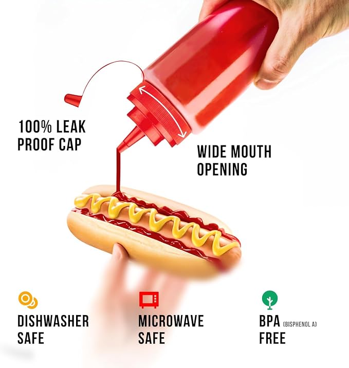 Norcalway 12 oz & 16 oz Condiment Squeeze Bottles - Image 2