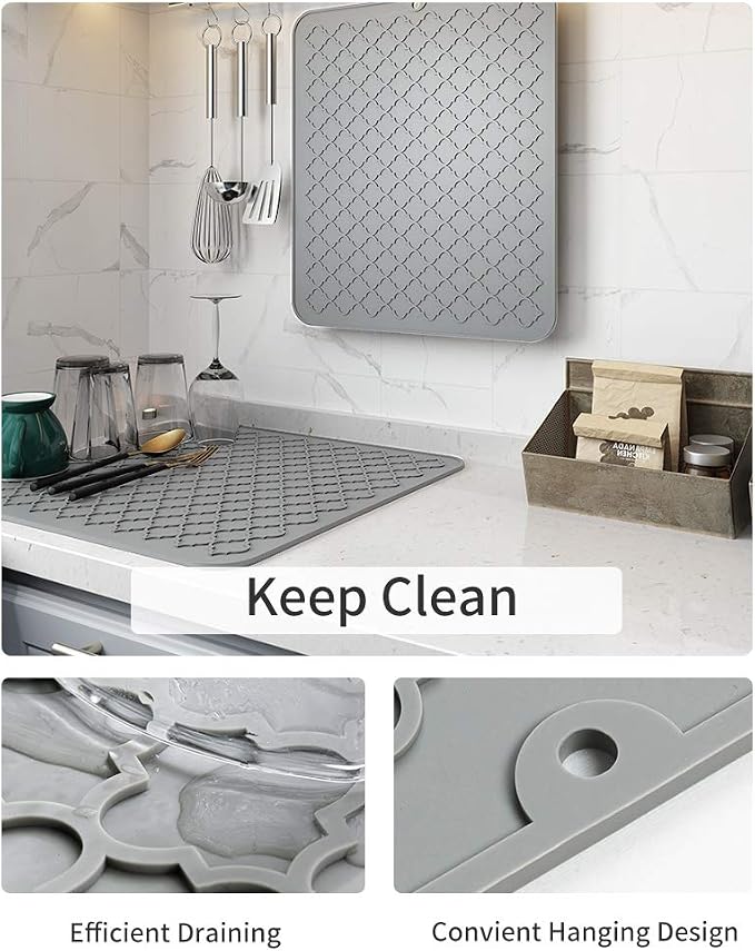 AMOAMI-Dish Drying Mats for Kitchen Counter-Silicone Dish Drying Mat-Kitchen - Image 2