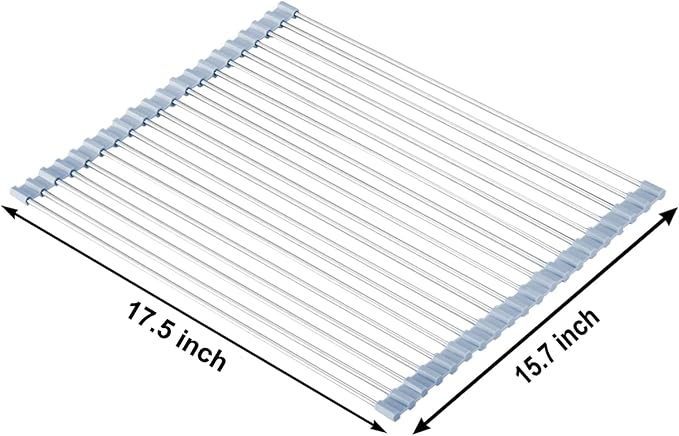 MECHEER Over The Sink Dish Drying Rack, Roll Up Dish Drying Rack Kitchen Dishes - Image 2