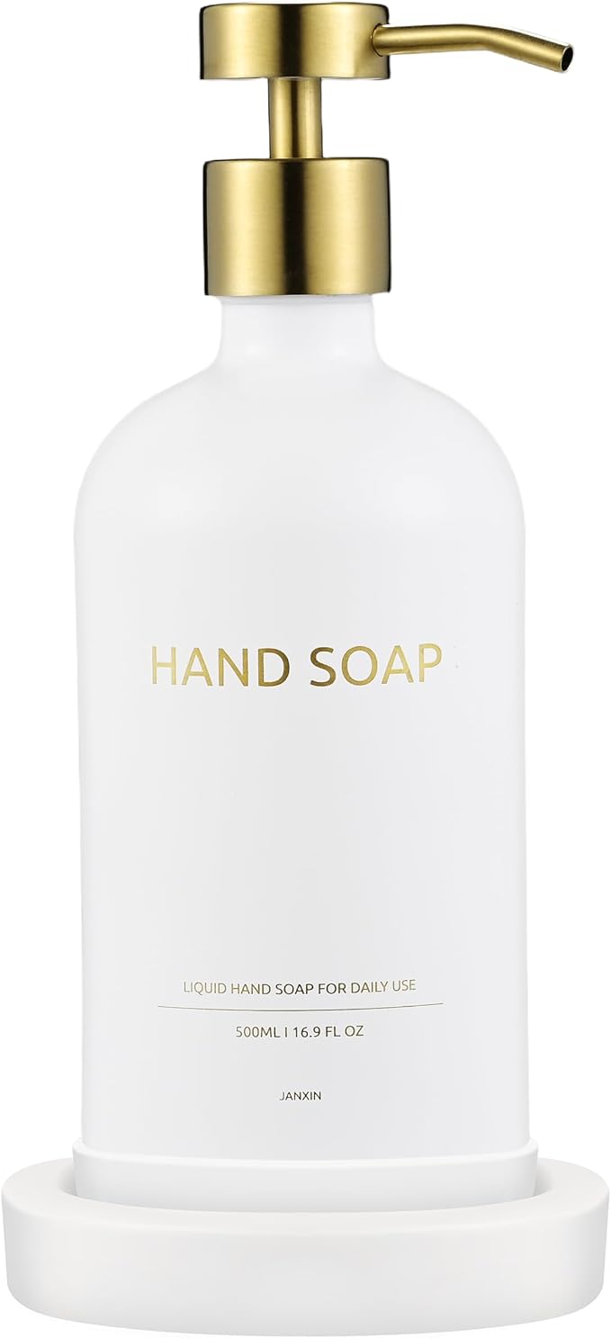 Glass Soap Dispenser Bathroom Set by Janxin, Foaming Kitchen soap Dispenser by Janxinmakeyouloveyourhome