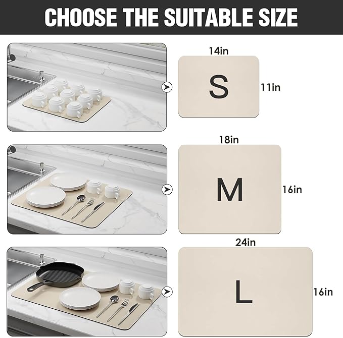Dish Drying Mat for Kitchen Counter Super Absorbent Drainer Mats - Image 6