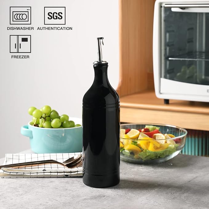 Sweejar Large Ceramic Olive Oil Dispenser Bottle, Opaque Oil Cruet Protects to - Image 2