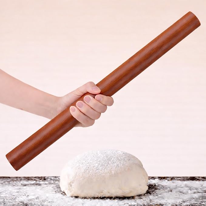 17 Inch French Rolling Pin, Wooden Dough Roller by Unknown