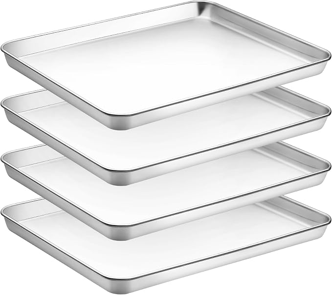 CEKEE Stainless Steel Baking Sheet Set of 4, Large Baking Pan & Cookie Sheet & by CEKEEBakingEasilyHappily
