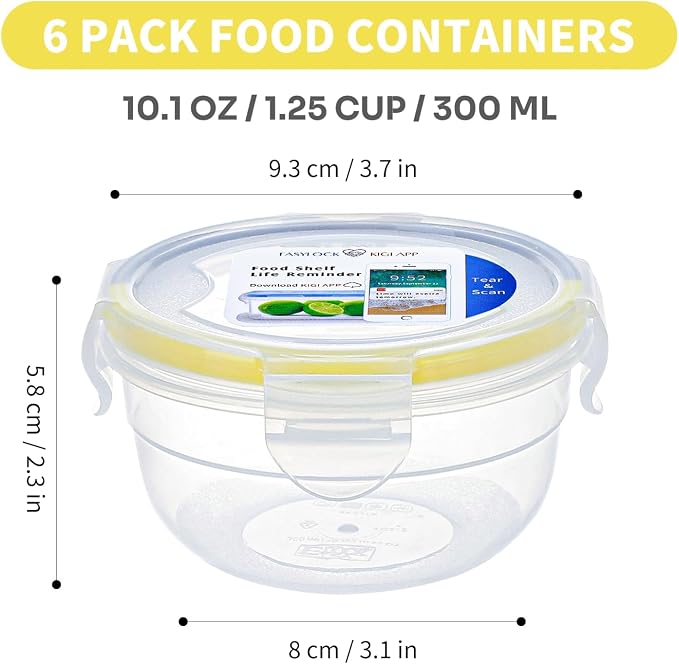 KIGI Small Plastic Bowls with Lid, Leakproof Round Food Storage Container Set - Image 2