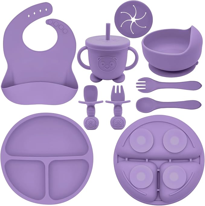 Silicone Baby Feeding Set | Baby Led Weaning Supplies Includes Suction Bowls by Munlinder