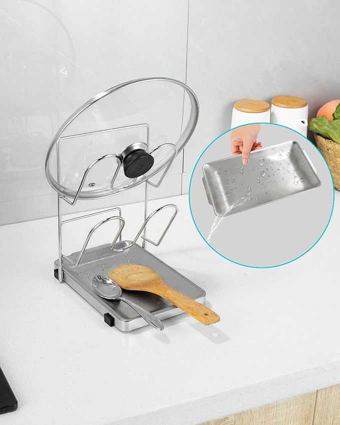 YQh pot lid holder, Two-compartment Stainless Steelcooking rack, pot lid holder - Image 4