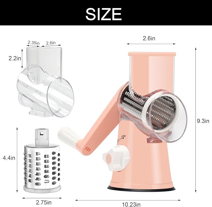 Cambom Rotary Cheese Grater Hand Crank Cheese Shredder - Image 5