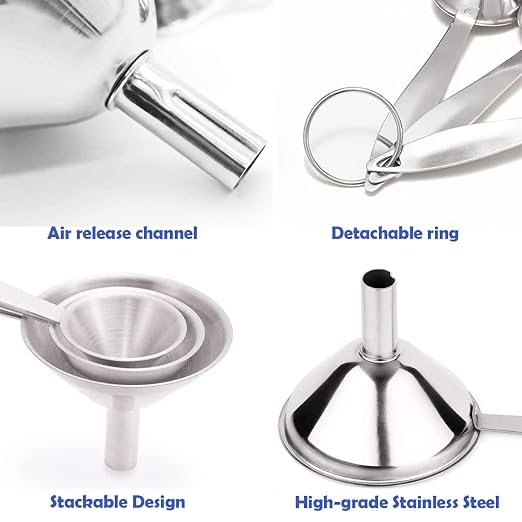 Small Funnels for Filling Bottles, Food Grade Mini Metal Funnel for - Image 3
