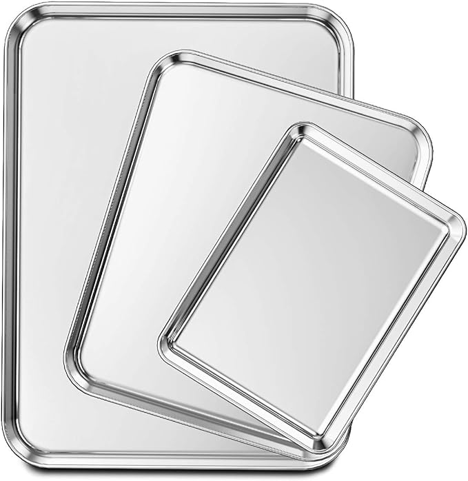 Wildone Baking Sheet Set of 3, Stainless Steel Cookie Sheet Cooking Sheet Pan by Wildone