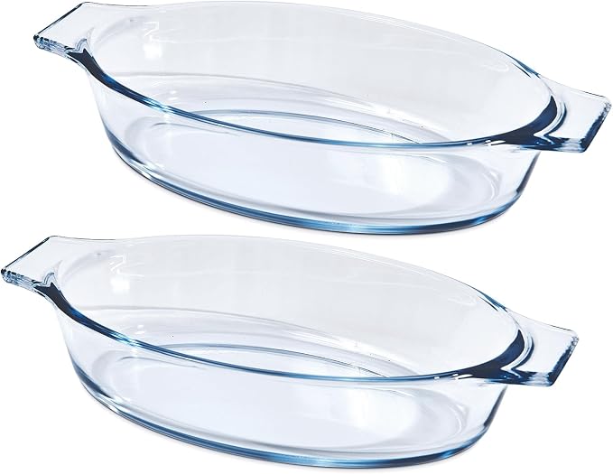 Mini Casserole Dish Oval 2 Pack, 13oz Glass Baking Dish, Banana Split Bowls by Yomvzake
