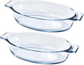 Mini Casserole Dish Oval 2 Pack, 13oz Glass Baking Dish, Banana Split Bowls by Yomvzake
