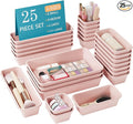 Kutesna 25 PCS Pink Drawer Organizer Set, 4 Size Interlocking Plastic Storage by Kutesna