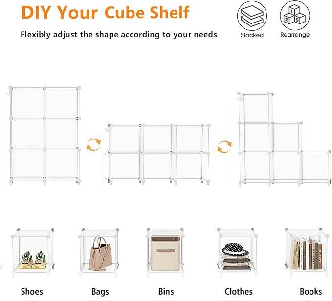 AWTATOS Cube Storage Organizer, Closet Organizers and Storage, 6 Cube Shelves - Image 6