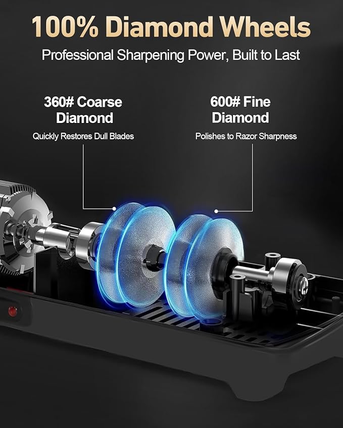 Electric Knife Sharpener for Kitchen – Professional 2-Stage 100% Diamond System - Image 4