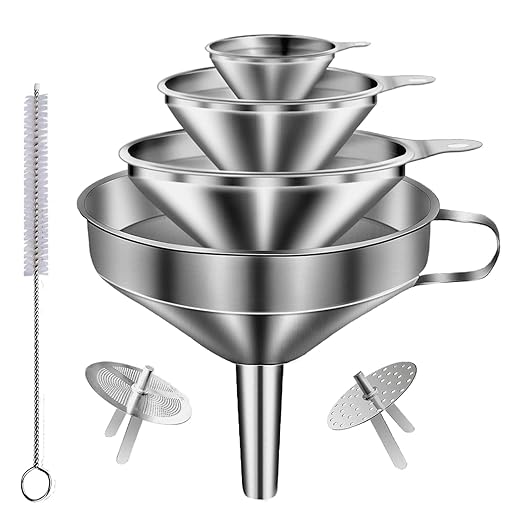 Stainless Steel Funnels for Kitchen use, Cleaning Brush.Funnel for Filling by Unknown