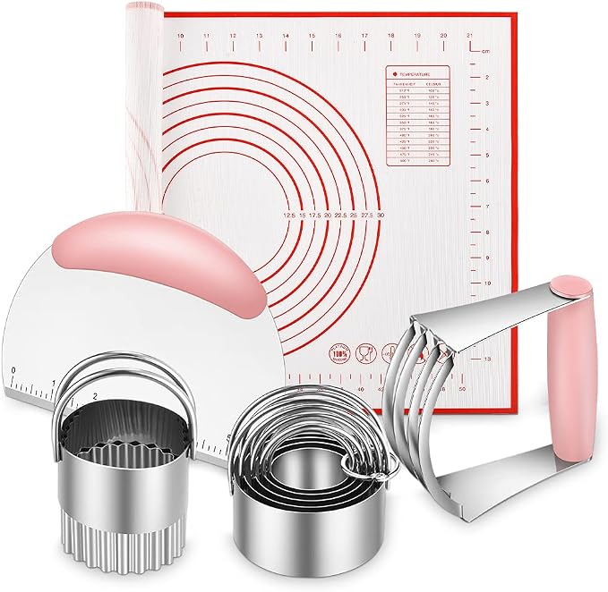 Pastry Cutter, Biscuit Cutter, Dough Scraper, Silicone Baking Mats, Stainless by MINOANT