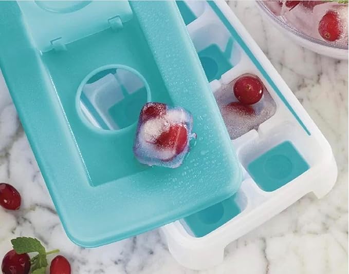 Tupperware Fresh & Pure Ice Cube Tray Flexible Silicone Bottom Blue NEW - Image 3