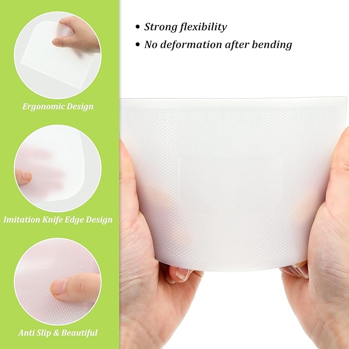 Queekay 4 Pcs Plastic Dough Scraper Flexible Dough Cutter Bench Scraper - Image 3