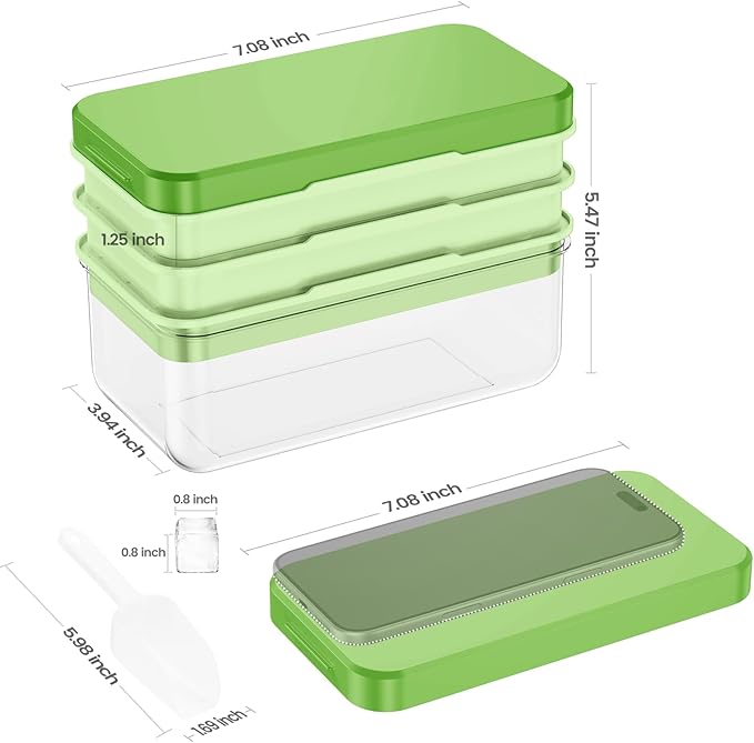 PHINOX Ice Cube Tray with Lid and Bin, 3 Pack Plastic Ice Cube Tray Molds - Image 3