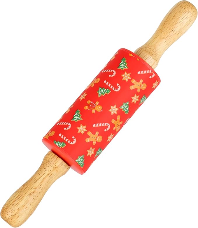 Mini Silicone Rolling Pin for Kids, Non-stick Surface Wood Handle, 9 Inch 1 by Honglida