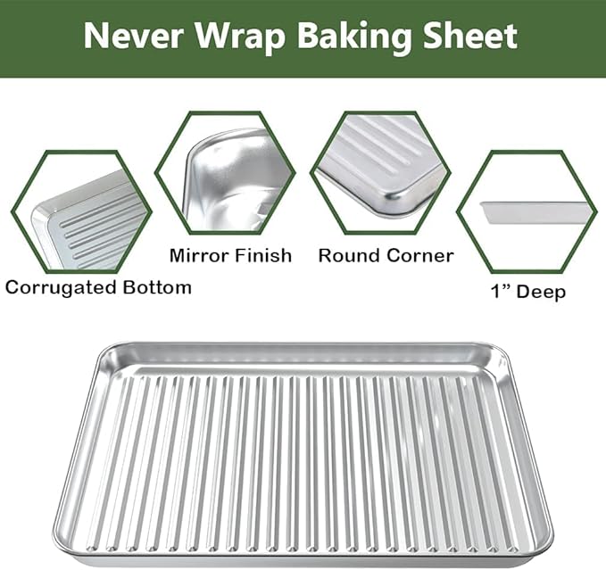 ROTTAY Baking Sheet with Rack Set, Stainless Steel Cookie Sheet with Cooling - Image 5