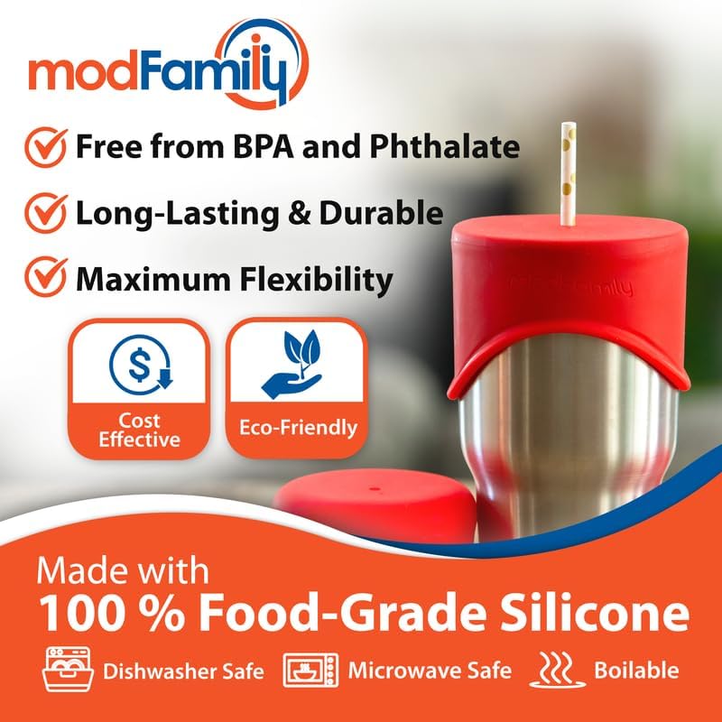 ModFamily Silicone Sippy Cup Lids, Reusable