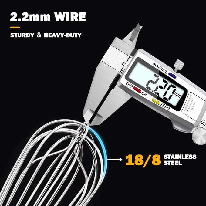 18/10 Stainless Steel Large Whisk Set of 2, 15.5 inch Heavy Duty Long Whisk and - Image 5