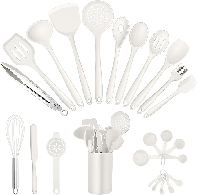 E-far Silicone Cooking Utensils Set, 25 Piece Kitchen Utensils by E-far