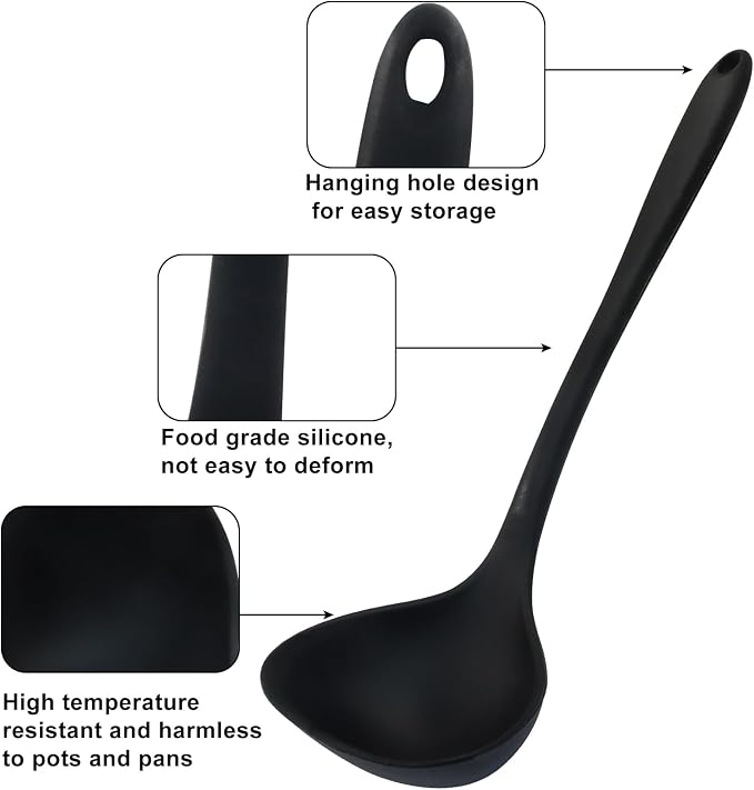 Jiozermi 2 Pcs Silicone Soup Ladle, 12-Inch Long Handle Ladle Spoon, Heat - Image 3
