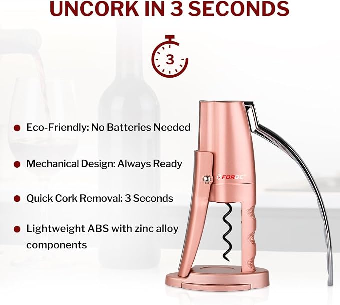 Forge Quality Compact Vertical Lever Corkscrew Wine Opener - Image 3